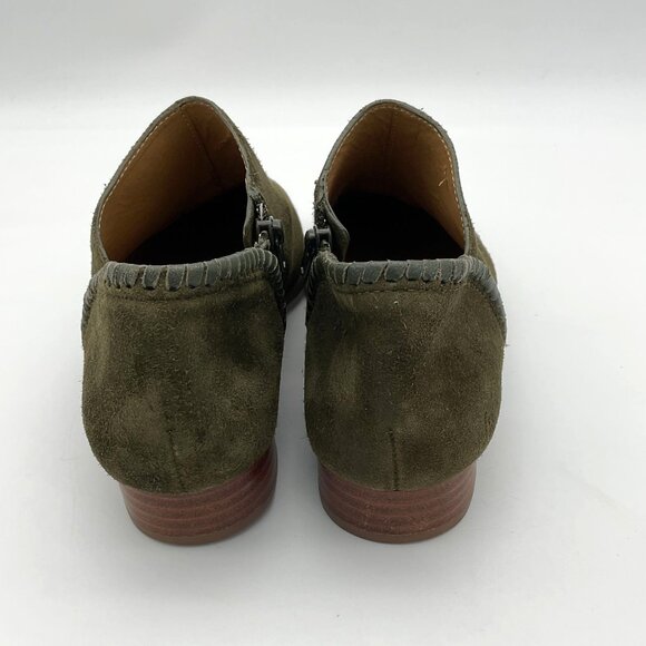 Jack Rogers Avery Olive Green Leather Suede Low Ankle Booties 7M - Picture 3 of 10